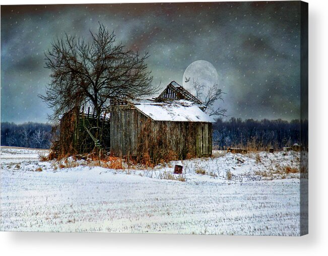 Moon Acrylic Print featuring the photograph Moon Light Barn by Mary Timman