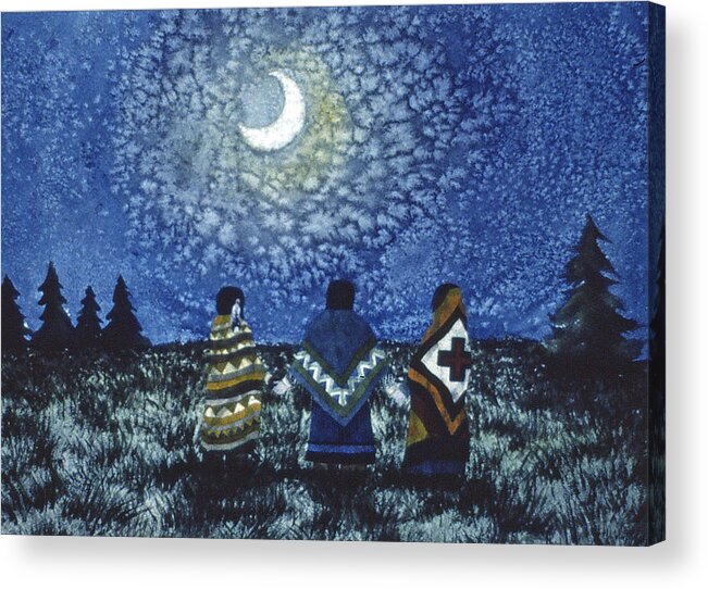 Landscape Acrylic Print featuring the painting Moonlight Counsel by Lynda Hoffman-Snodgrass