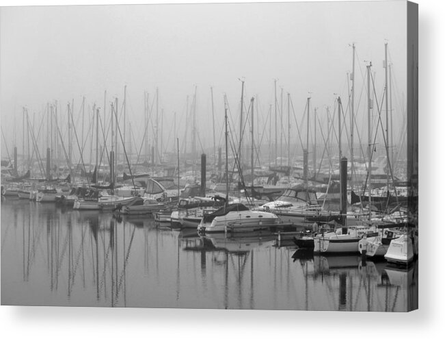 Black And White Acrylic Print featuring the photograph Morning Fog by Terence Davis