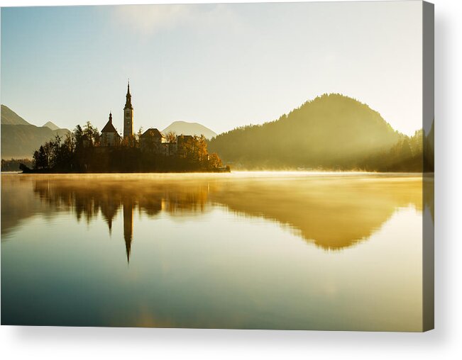 Bled Acrylic Print featuring the photograph Morning light at Lake Bled by Ian Middleton