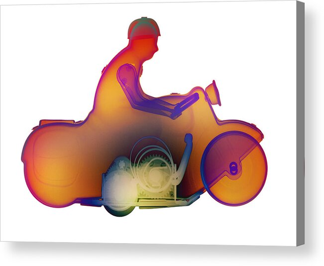 Tin Toy Motorcycle X-ray Art Photography Acrylic Print featuring the photograph Motorcycle X-ray No. 2 by Roy Livingston