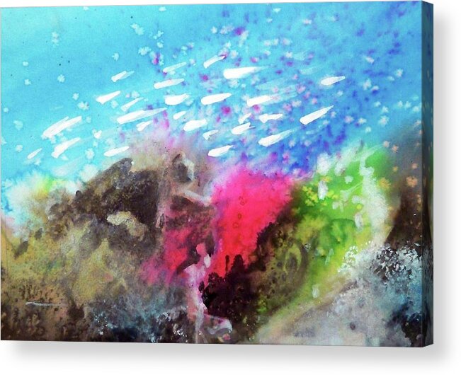 Water Travel Nature Fish Ocean Holidays Acrylic Print featuring the painting Motu Anua by Ed Heaton