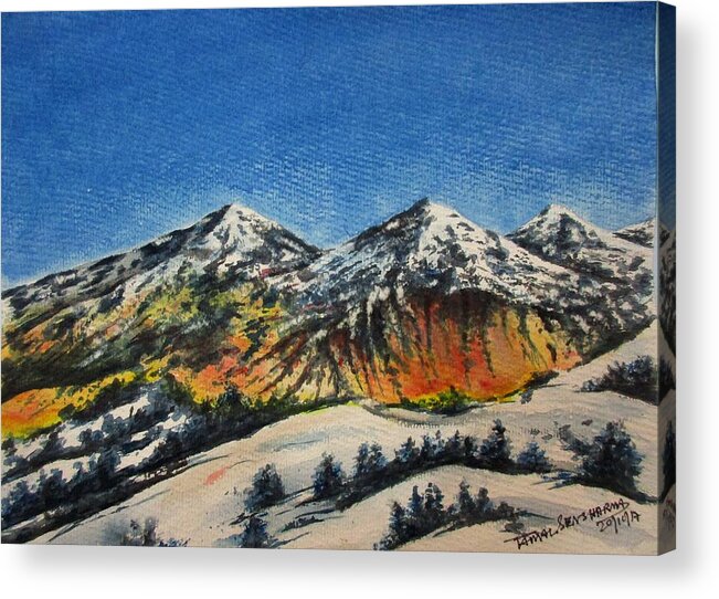 Art Acrylic Print featuring the painting Mountain -5 by Tamal Sen Sharma