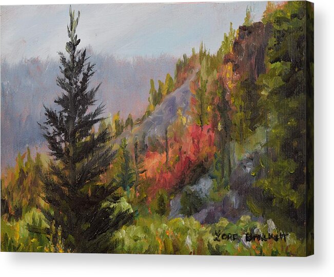 Intermittent Spring Acrylic Print featuring the painting Mountain Slope Fall by Lori Brackett