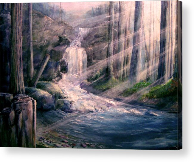 Landscape Acrylic Print featuring the painting Mountain Stream by Wayne Enslow