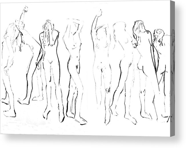 Life Drawings Acrylic Print featuring the drawing Movement by Joanne Claxton