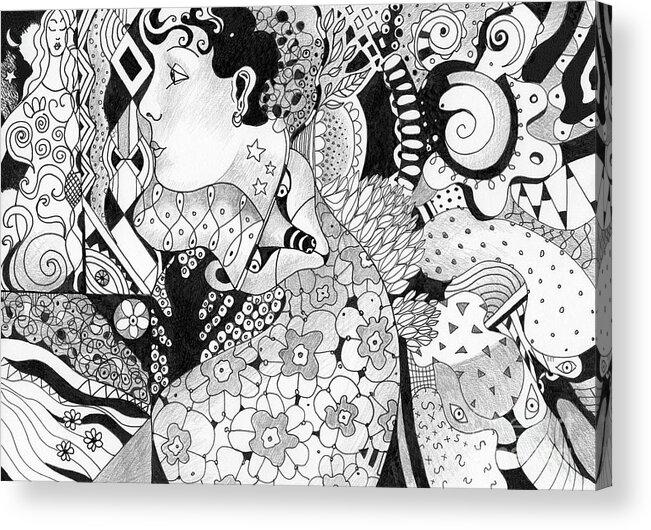 Drawing Acrylic Print featuring the drawing Moving In Circles by Helena Tiainen