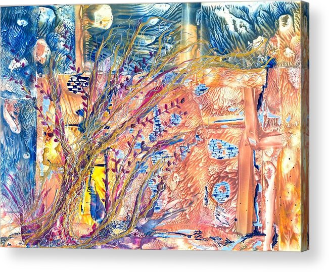 Abstract Encaustic Acrylic Print featuring the painting My Place by Heather Hennick