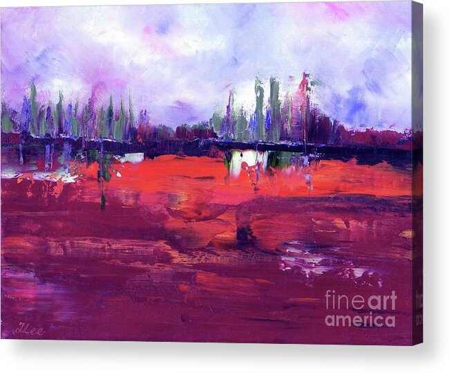 Purple Acrylic Print featuring the painting My Purple Sky by Tracey Lee Cassin