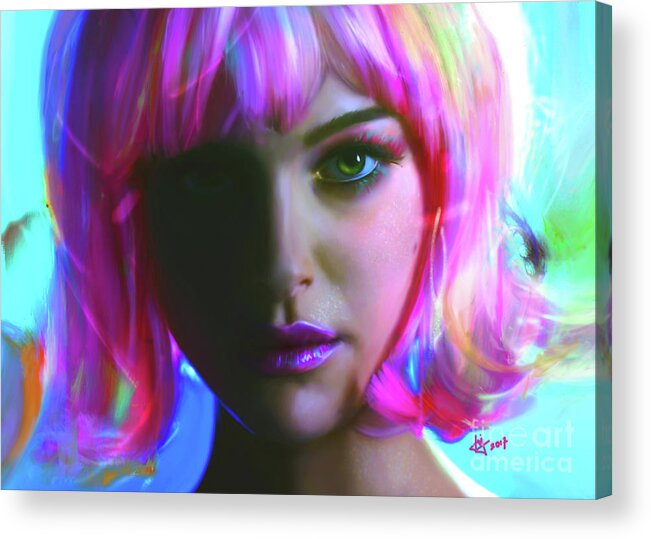 Celebrity Portrait Acrylic Print featuring the digital art Natalie by Jaimy Mokos