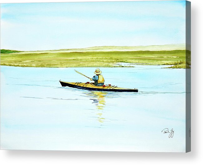 Nauset Beach Acrylic Print featuring the painting Nauset Kayaker by Paul Gaj