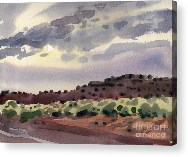 Skyscape Acrylic Print featuring the painting New Mexico Evening by Donald Maier