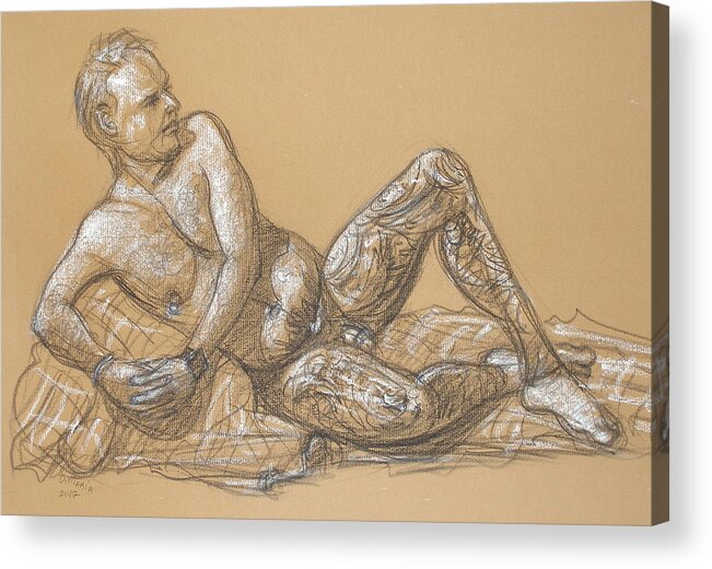 Realism Acrylic Print featuring the drawing Nick Reclining by Donelli DiMaria