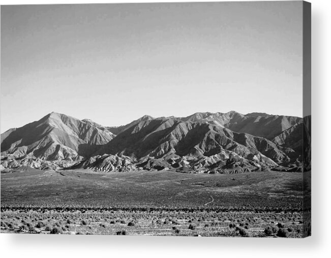 Nopah Range Acrylic Print featuring the photograph Nopah Range Mountain Landscape Black and White by Matt Quest