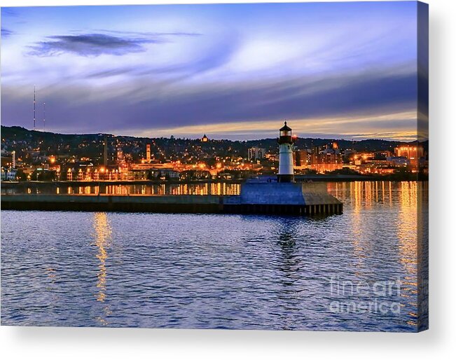 Duluth Acrylic Print featuring the photograph North Pier Evening by Bryan Benson