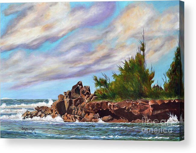 Seascapes Acrylic Print featuring the painting North Shore Oahu by Larry Geyrozaga