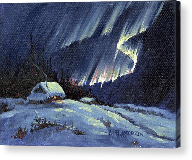 Aurora Borealis Acrylic Print featuring the painting Northern Lights by Kurt Jacobson