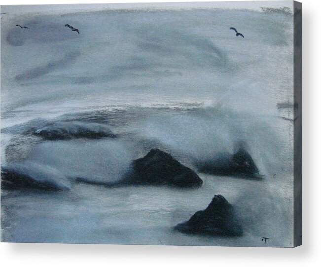 Ocean Acrylic Print featuring the painting Ocean Rocks by Dottie Briggs