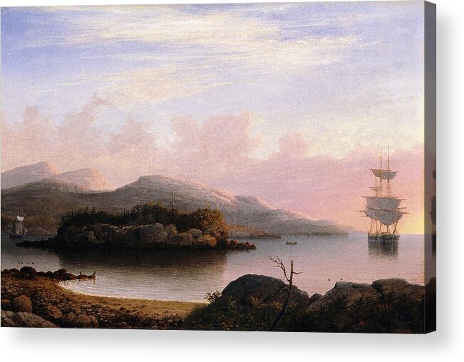 Fitz Henry Lane (american Acrylic Print featuring the painting Off Mount Desert Island by MotionAge Designs