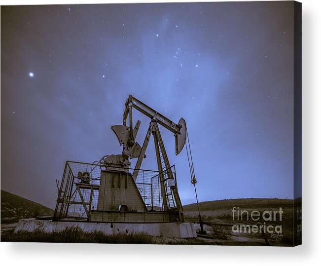 Oil Rig Acrylic Print featuring the photograph Oil Rig and Stars by Anthony Michael Bonafede