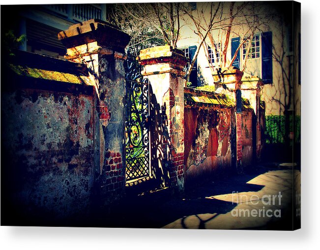 Gate Acrylic Print featuring the photograph Old Iron Gate in Charleston SC by Susanne Van Hulst