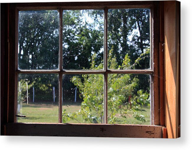 Old Acrylic Print featuring the photograph Old Pitted Glass Window by Joanne Coyle