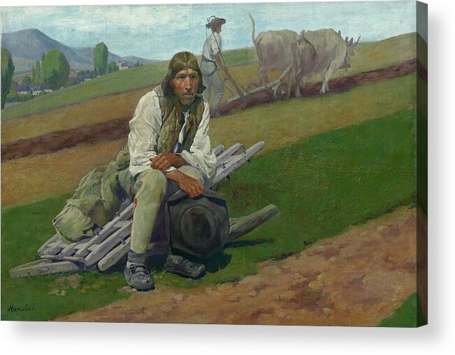 Hanula Acrylic Print featuring the painting On native soil, Jozef Hanula by Vincent Monozlay