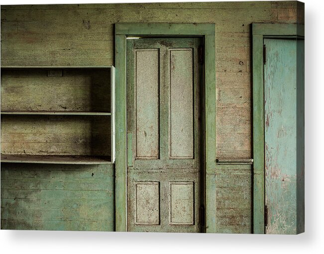Wooden Door Acrylic Print featuring the photograph One room schoolhouse interior - damascus pennsylvania by David Smith