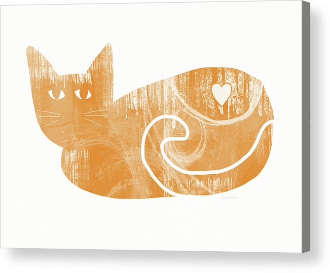 Cat Acrylic Print featuring the painting Orange Cat- Art by Linda Woods by Linda Woods