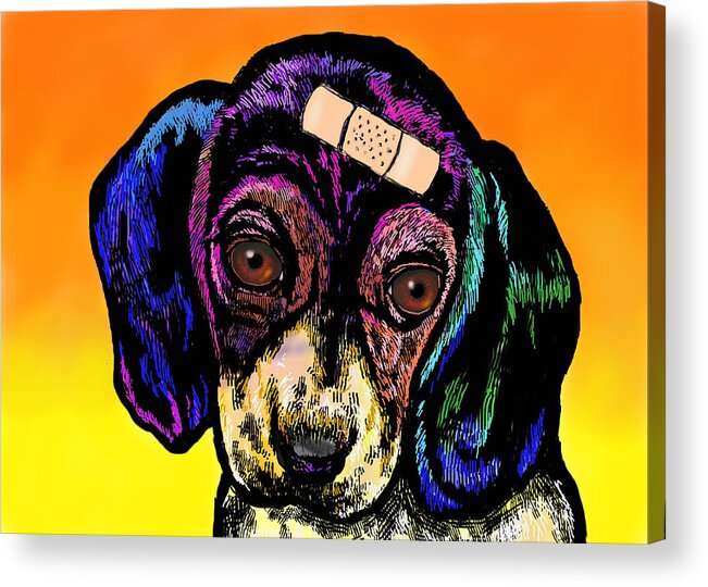 Dog Acrylic Print featuring the digital art Ouch Bayley by Cynthia Westbrook