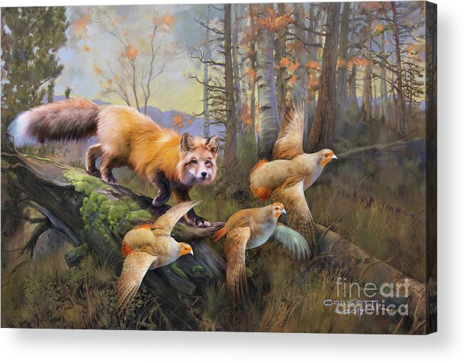Fox Acrylic Print featuring the painting OutFoxed by Robert Corsetti