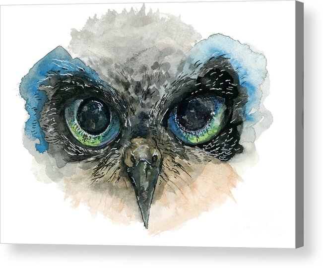 Owl Acrylic Print featuring the painting Owl Eyes by Lauren Heller