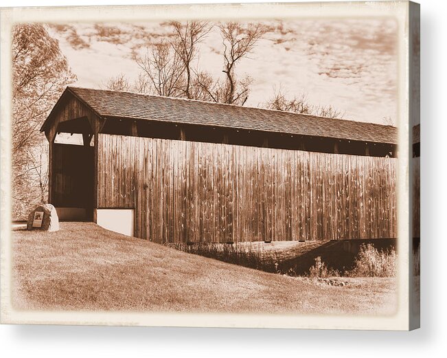 Larkin Covered Bridge Acrylic Print featuring the photograph PA Country Roads - Larkin Covered Bridge, Village of Eagle Near Milford Mills No. 10AS - Chester Co. by Michael Mazaika