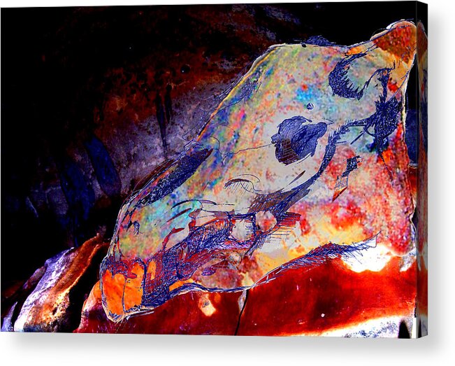 Skull Acrylic Print featuring the digital art Painted Cave Skull by Melinda Dare Benfield