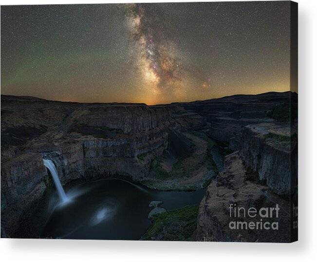 Palouse Falls Acrylic Print featuring the photograph Palouse Falls Milky Way Galaxy by Michael Ver Sprill