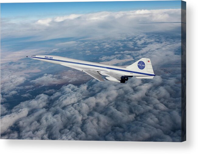 Pan American World Airways Acrylic Print featuring the digital art Pan American Supersonic Transport by Erik Simonsen