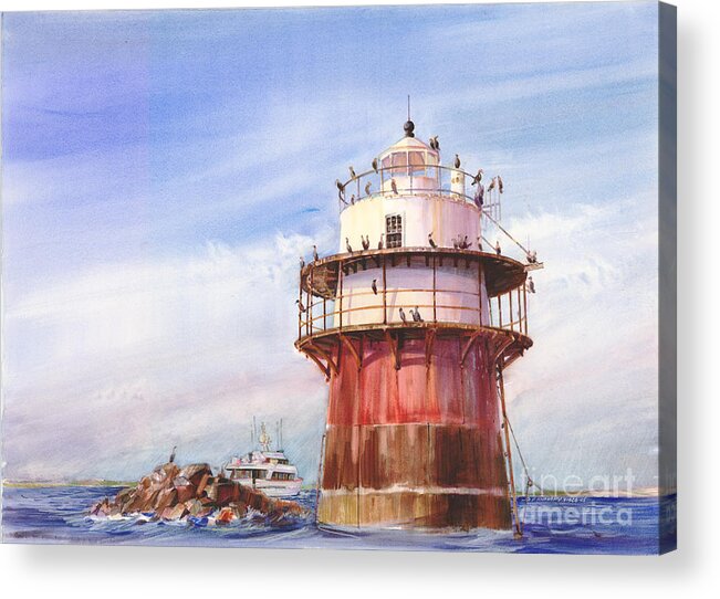 Duxbury Pier Light Acrylic Print featuring the painting Passing Bug Light by P Anthony Visco