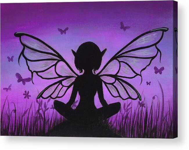 Fantasy Fairy Acrylic Print featuring the painting Peaceful Meadows by Elaina Wagner