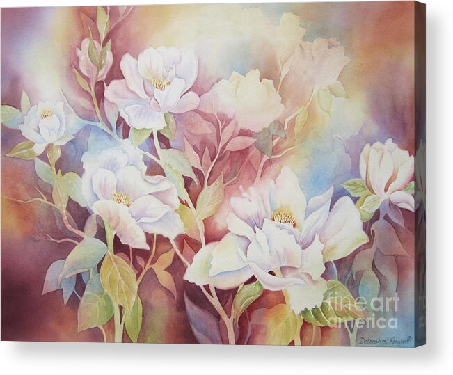 Peony Acrylic Print featuring the painting Peony Paradise by Deborah Ronglien