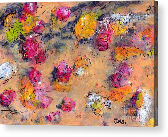 Petals Acrylic Print featuring the painting Petals Underfoot by Jackie Sherwood