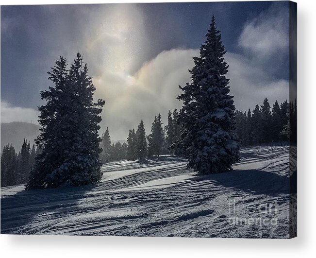 Vail Acrylic Print featuring the photograph Peaceful Morning after the StormVery chilly morning by Franz Zarda