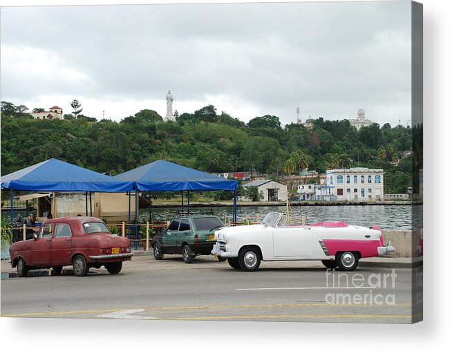 Cuba Acrylic Print featuring the photograph Pink And White by Jim Goodman