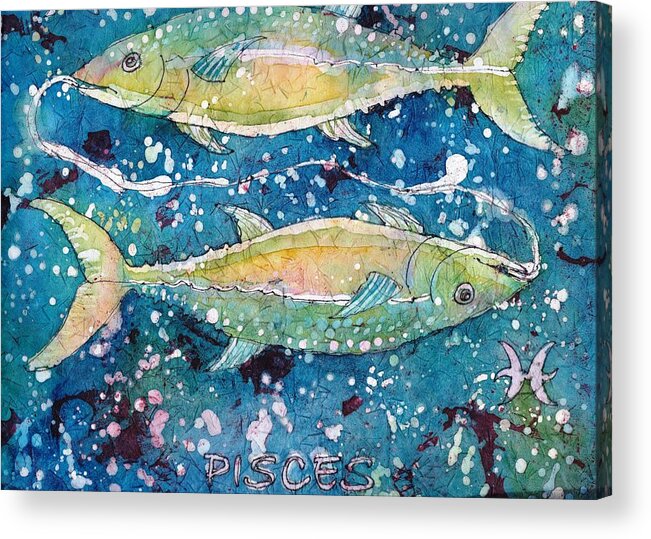 Zodiac Acrylic Print featuring the painting Pisces by Ruth Kamenev