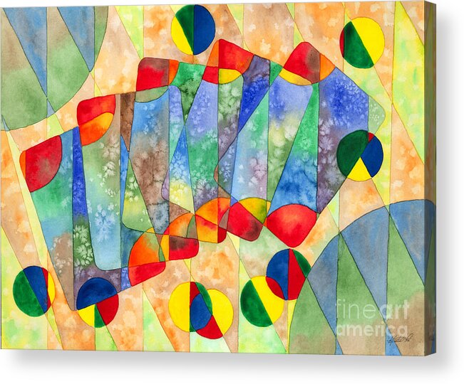 Artoffoxvox Acrylic Print featuring the painting Poker Abstract Watercolor by Kristen Fox