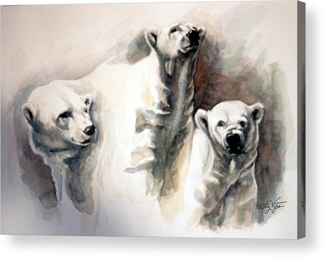 Liz Viztes Acrylic Print featuring the painting Polar Bear Study by Liz Viztes
