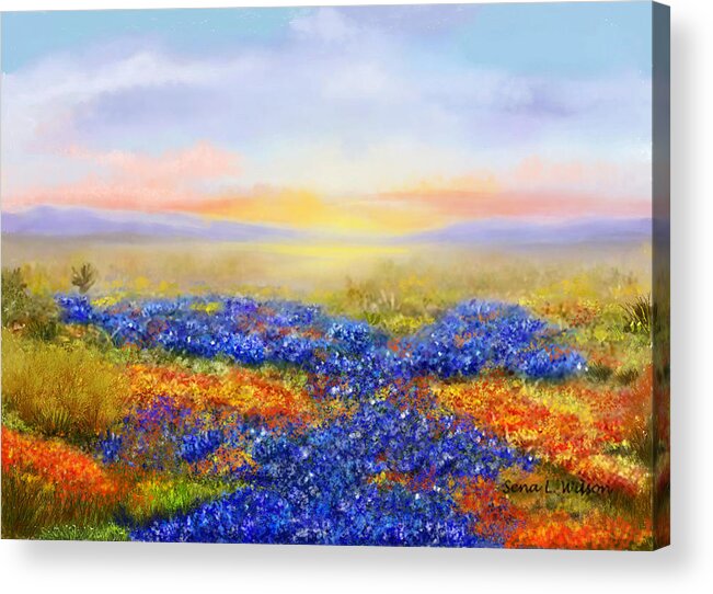 Prairie Acrylic Print featuring the painting Prairie in Bloom by Sena Wilson