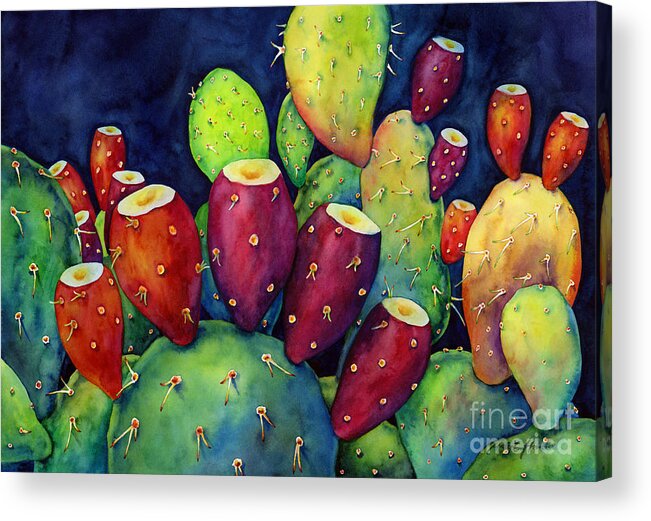 Cactus Acrylic Print featuring the painting Prickly Pear by Hailey E Herrera