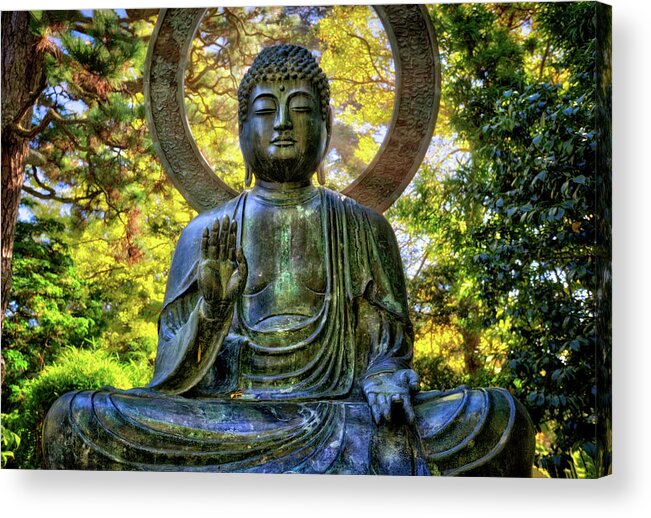 California Acrylic Print featuring the photograph Protection Buddha #3 - Japanese Tea Gardent - Golden Gate Park - San Francisco by Jennifer Rondinelli Reilly - Fine Art Photography