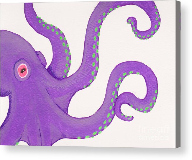 Octopus Acrylic Print featuring the painting Purple octopus by Stefanie Forck