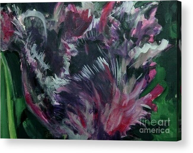 Floral Acrylic Print featuring the painting Purple Parrot by Diane montana Jansson